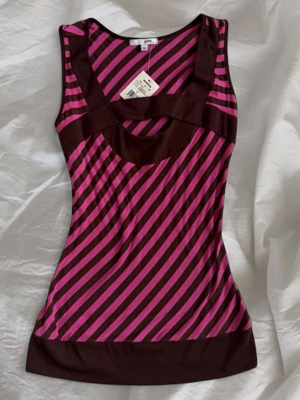 Y2k Yank Pink & Brown Striped Sleeveless Tank Top